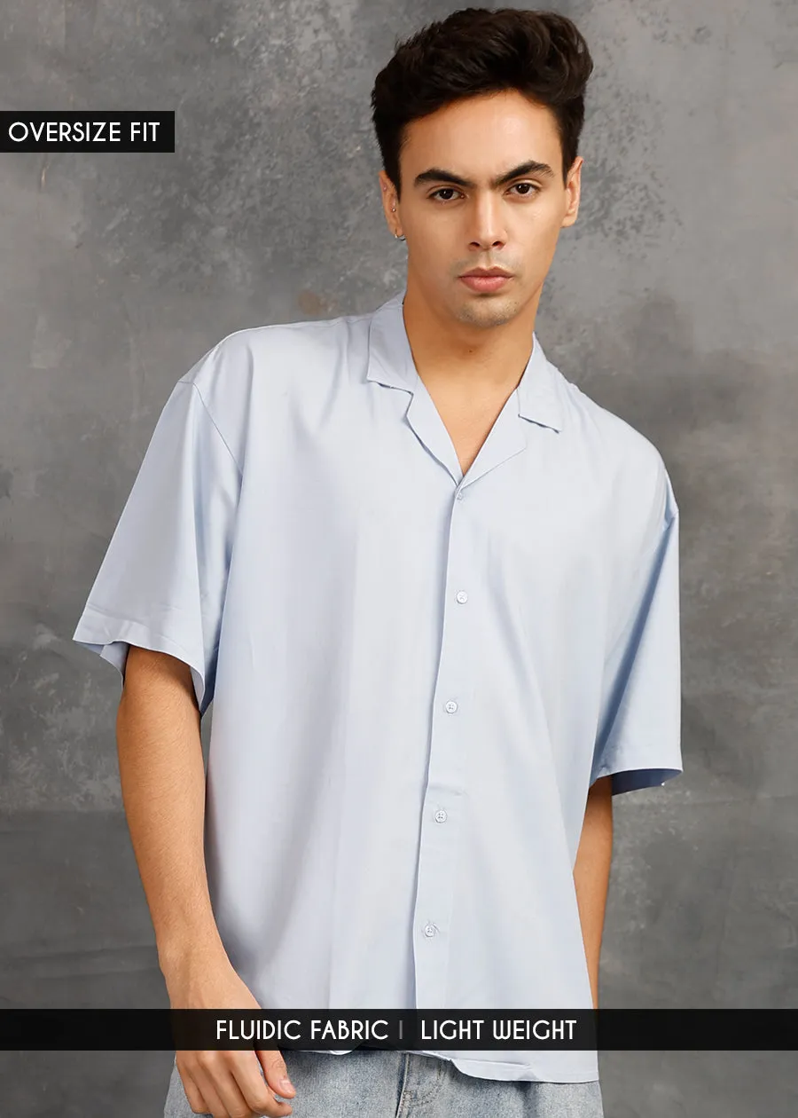 Solid Mens Fluidic Oversized Shirt - Sky