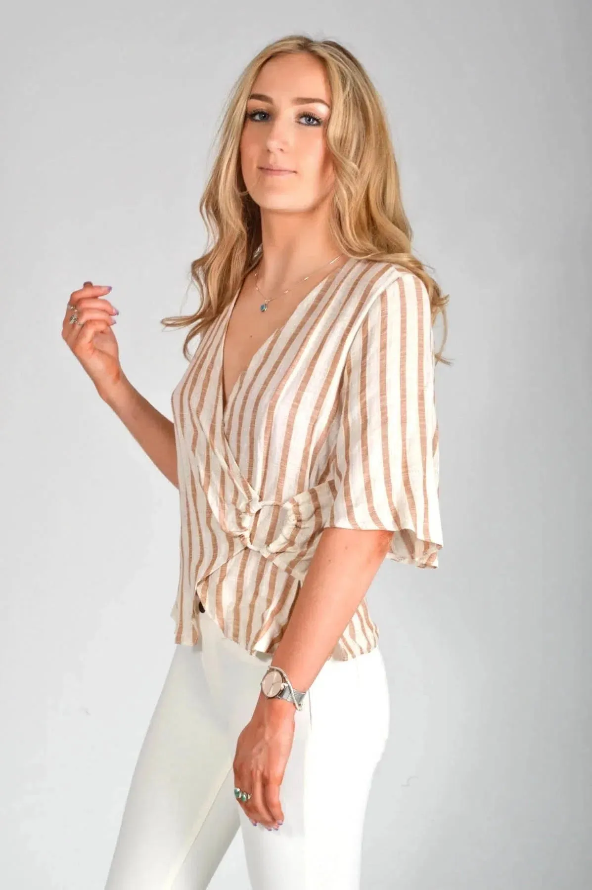 Stripe Wrap Blouse