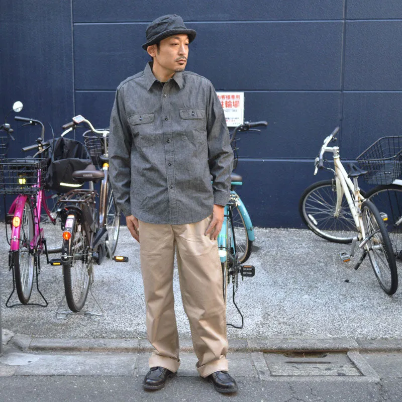 SUGAR CANE "SC29159" BLACK CHAMBRAY L/S WORK SHIRT