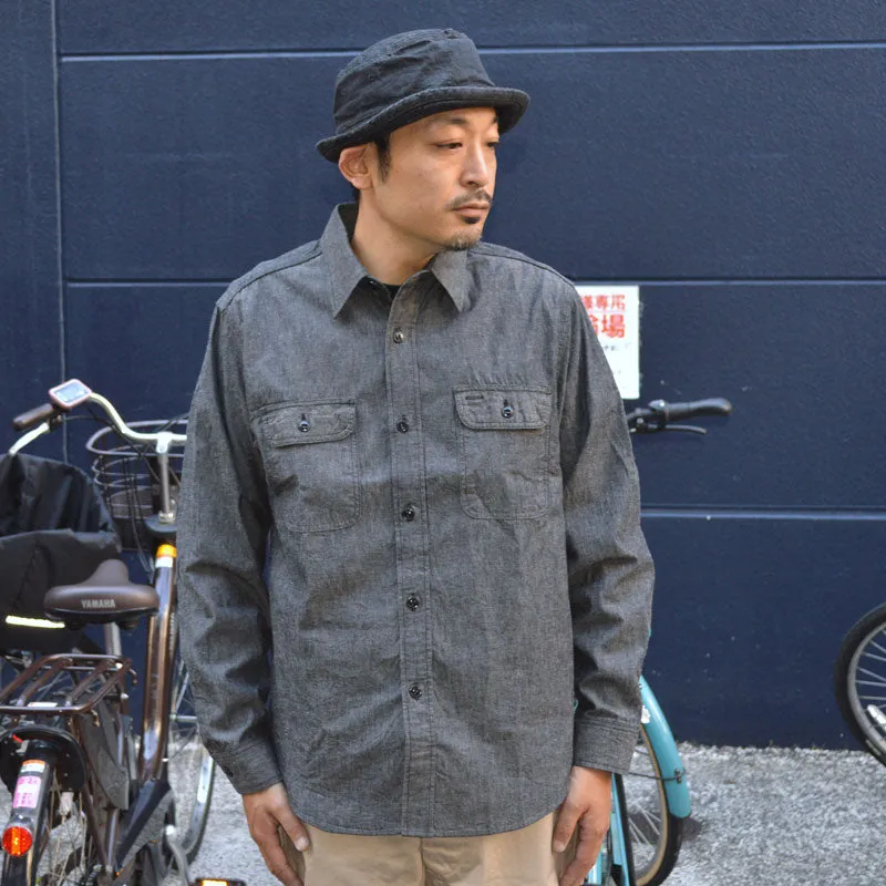 SUGAR CANE "SC29159" BLACK CHAMBRAY L/S WORK SHIRT