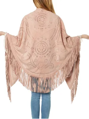 TBC Fringed Suzette Suede Shawl Rose