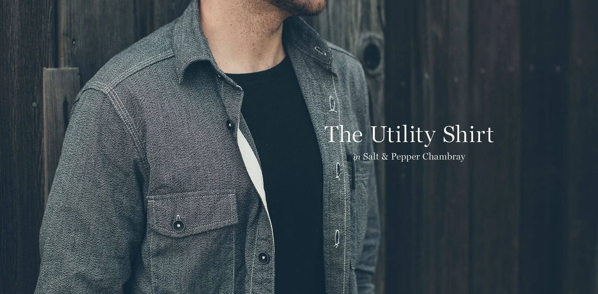 The Utility Shirt in Salt & Pepper Chambray