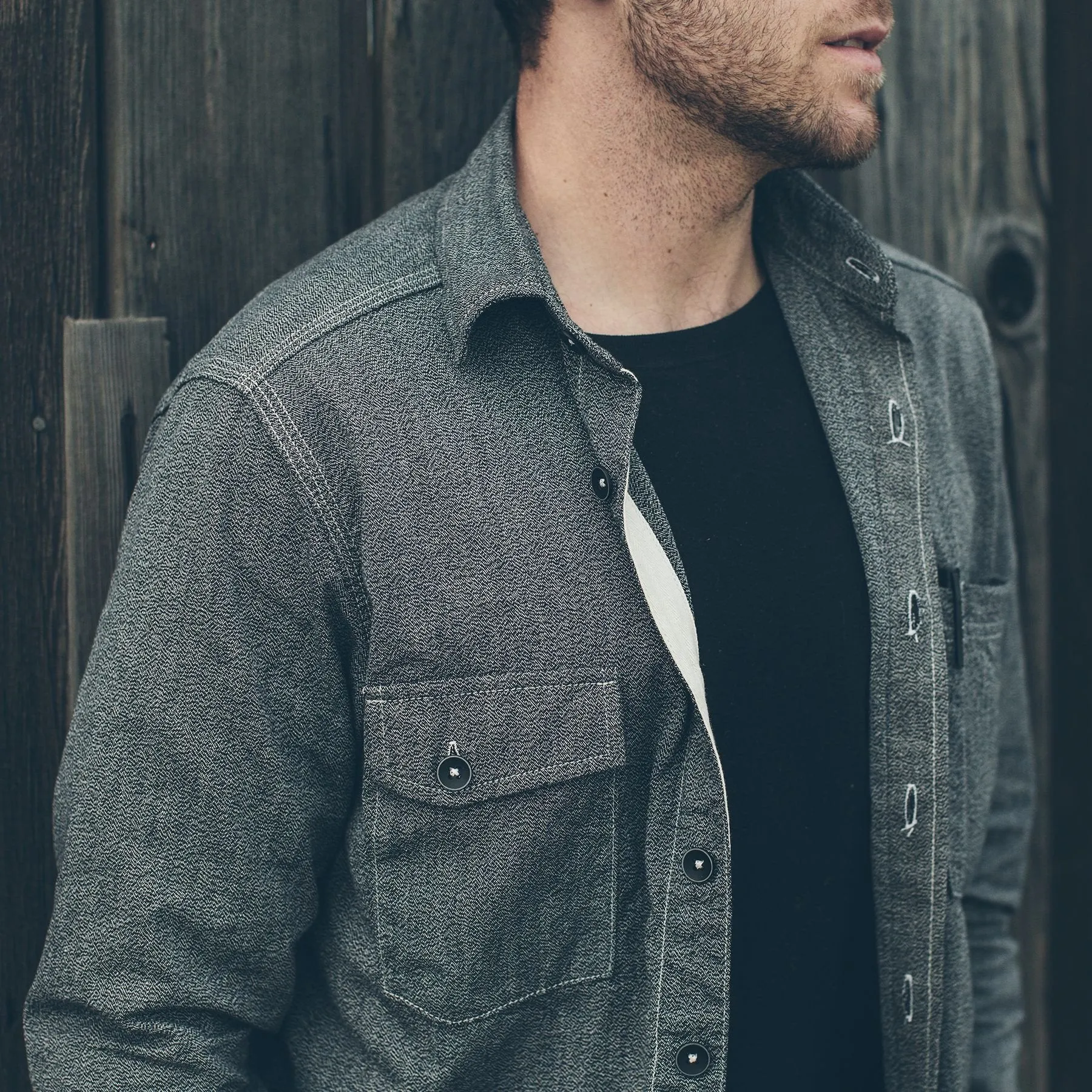 The Utility Shirt in Salt & Pepper Chambray