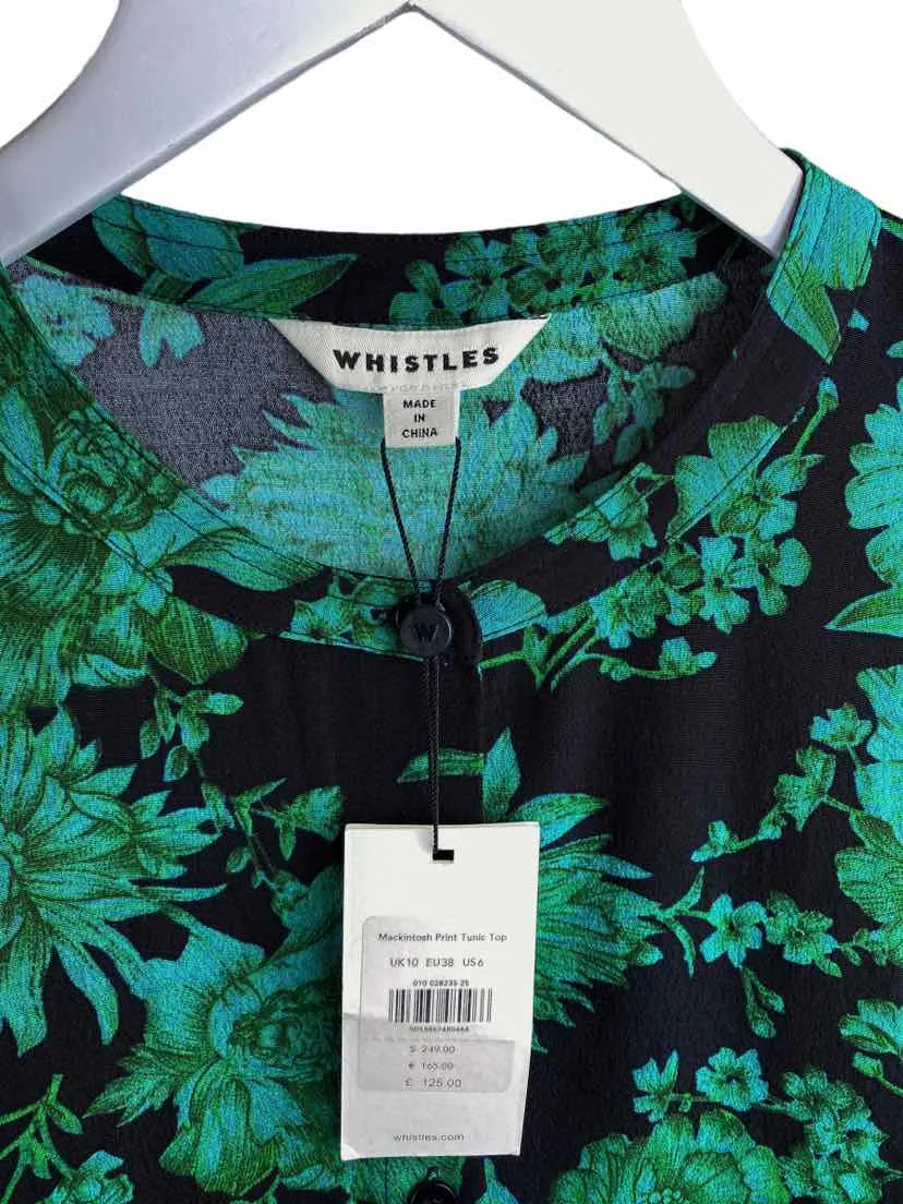 Whistles, Women's Floral Shirt Tunic, Jade/Black, Size 6