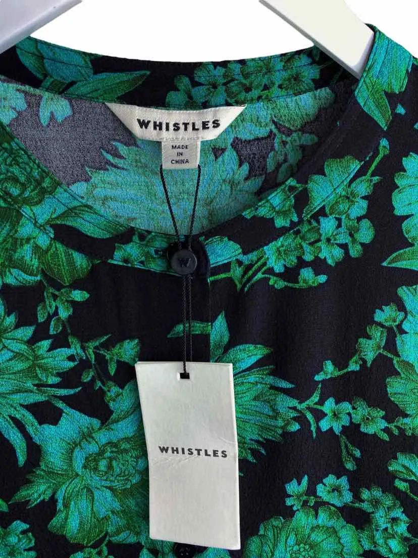 Whistles, Women's Floral Shirt Tunic, Jade/Black, Size 6